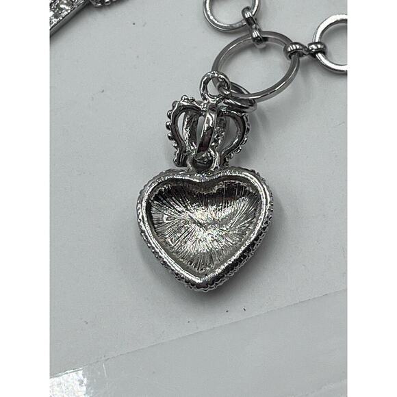Juicy Couture Silver Tone Charm Bracelet Puff multicolor Crown Heart Pave‎ J - Picture 7 of 8